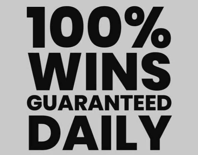 Sure Gamers Club logo featuring bold text stating 100% WINS GUARANTEED DAILY on a gray background, representing the premium fixed matches betting service